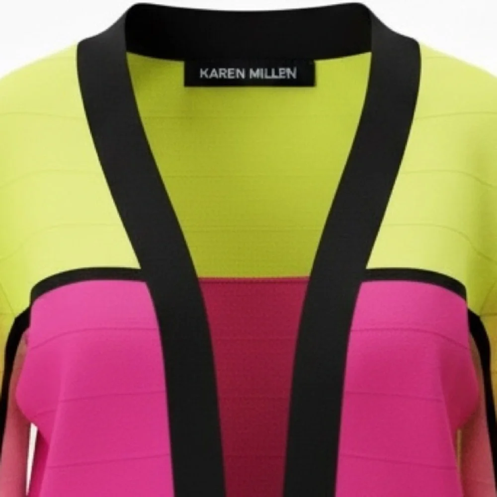 Karen Millen Neon Colorblock Cardigan Sweater XXXL